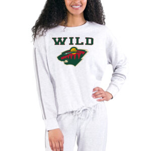 Women's Concepts Sport Cream/Gray Minnesota Wild Pendant French Terry Long Sleeve Top