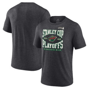 Men's Fanatics Branded Charcoal Minnesota Wild 2022 Stanley Cup Playoffs Wraparound T-Shirt